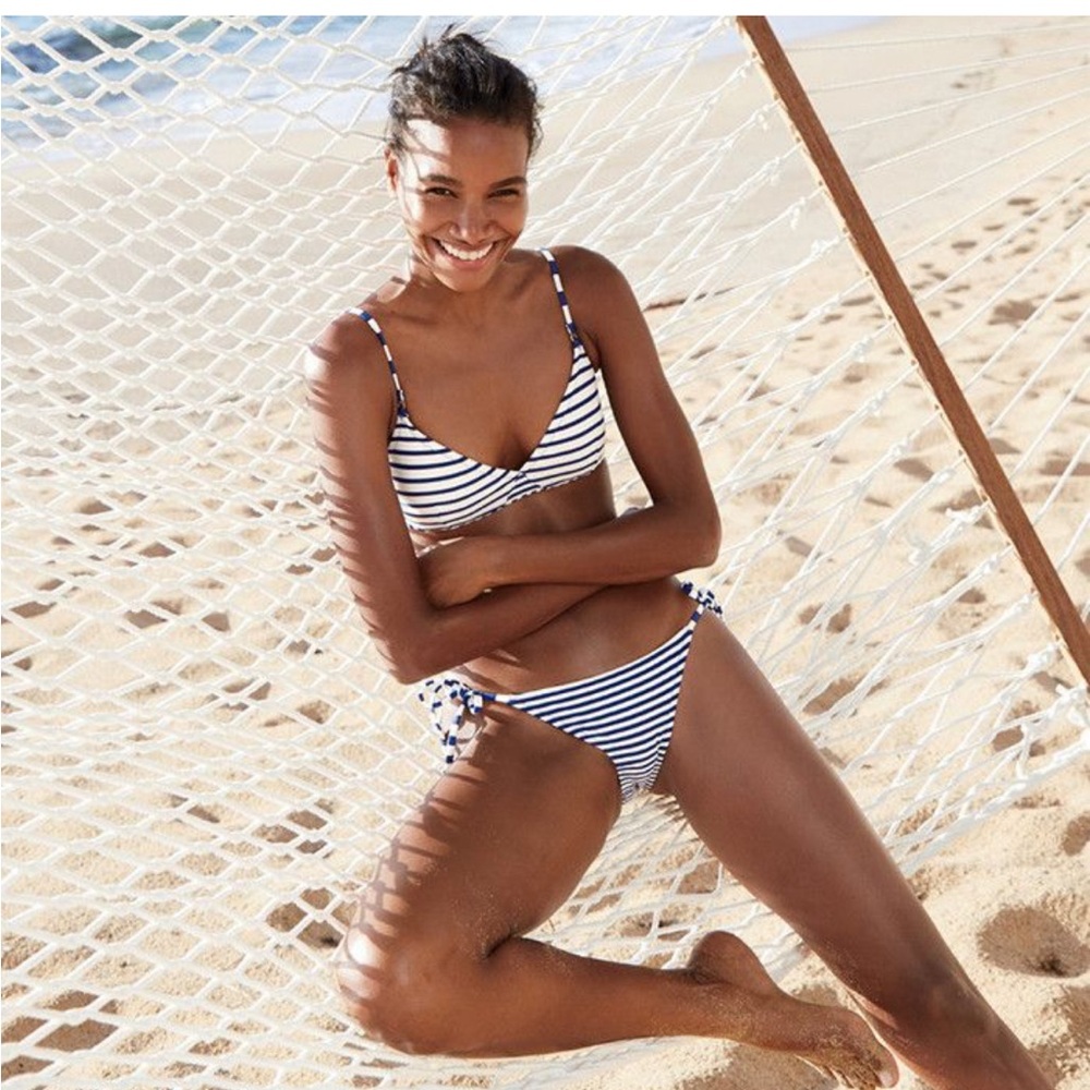 J.Crew French cross-back red and white striped bikini | medium ( no tags)